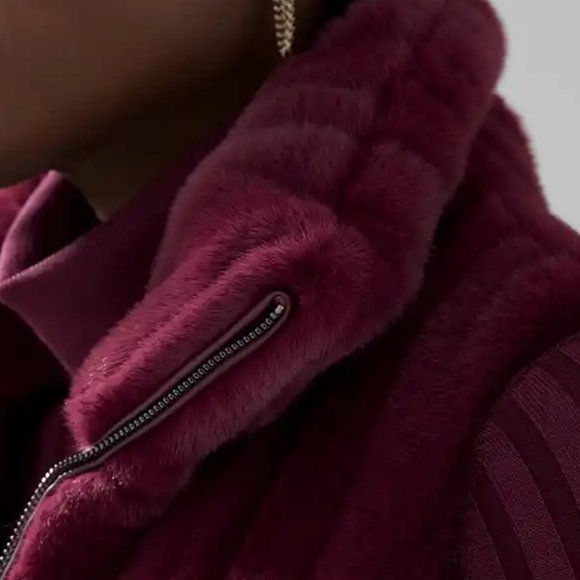 WHBM $250 Faux Mink Fur WASHABLE Vest Jacket STUNNING! Port Burgundy XS - Picture 7 of 9